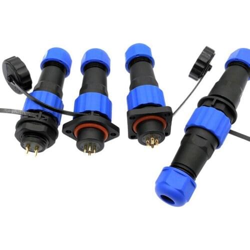 SP16 Waterproof connector 2pin 3/4/5/6/7/9 pin IP68 power cable connector Male plug and Female socket
