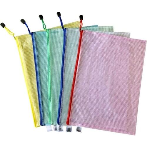 10Pcs Pen Bags Gridding Waterproof Zip Bag Document Pen Filing Products Pocket Folder Home Office School Supplies Storage Bag