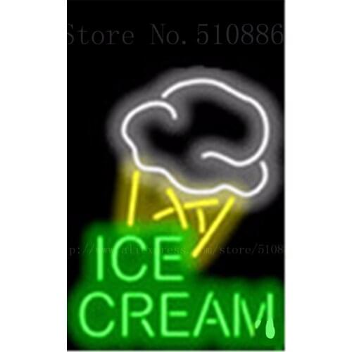 17*14" Ice Cream with Brand Name NEON SIGN REAL GLASS BEER BAR PUB LIGHT SIGNS display store Restaurant Shop Advertising Lights