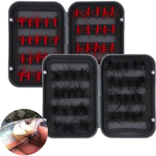 40pcs/Box Durable Trout Fly Fishing Flies Kit Red Black Ants Artificial Insect Flying Lure Bait