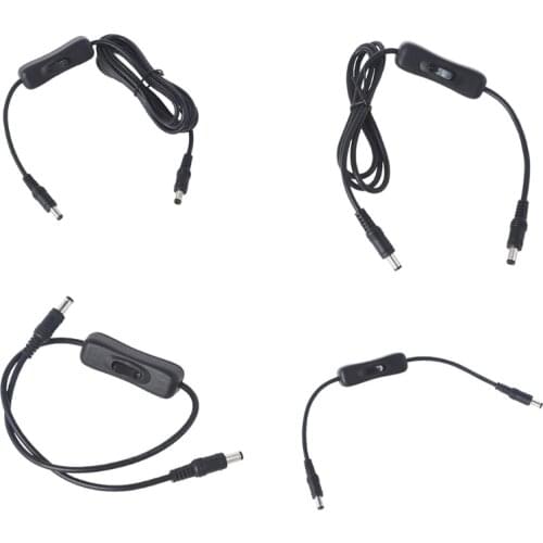 5.5x2.1mm Compatible with Safe Portable Male to Male Power Cord with Switch for LED/CCTV/ Car/ Monitors Etc