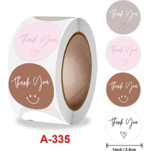 500pcs 2.5cm Round Seal black color Thank You flowers stick handmade crafts decorative sticker label