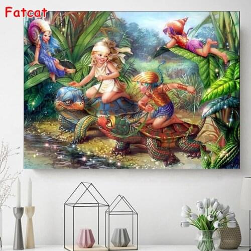 Diamond Embroidery Cartoon Fairy Turtle Picture By Rhinestones Diamond Painting Full Square Drill Diamond Mosaic Sale PP1730