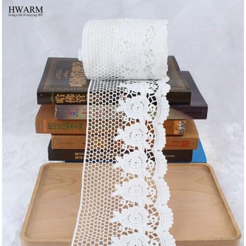 White african lace fabric ribbon wedding decoration trim DIY 10yard milk silk embroidery watersoluble lace high-grade hollow bar