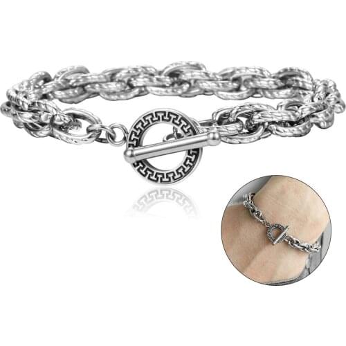 4/5/6mm Stainless Steel Bracelet For Men Women Twristed Rolo Cable Box Wheat Link Chain Toggle Clasp Casual Bracelet TBS007A