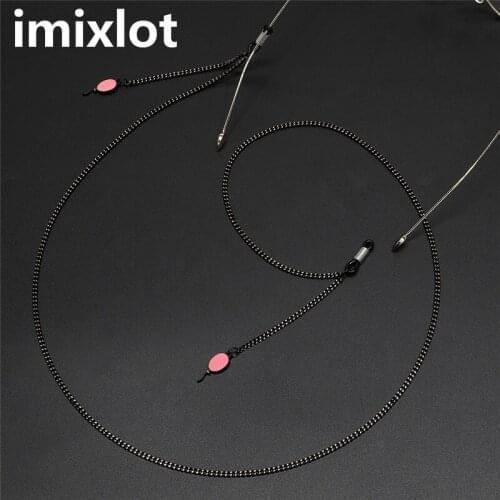 Imixlot Cute Fashion Pink Balloon Eyeglass Chain Metal Black Chains for Unisex Charm Anti-slip Eyewear Accessories Glasses Cord