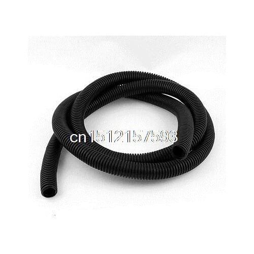 Black Plastic 25mm x 23mm Corrugated Wire Tubing Convoluted Hose Tube 6.5Ft Long