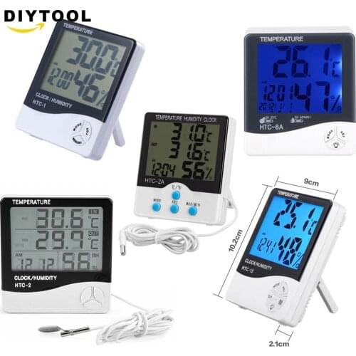 Digital Temperature Humidity Meter Home Indoor Outdoor hygrometer thermometer Weather Station with Clock термометр