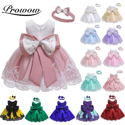 Prowow 0-2Y Baby Princess Dress Formal Evening Dresses For Kids Girls Clothing Newborn Fancy Dress Wedding Party Girls Dresses