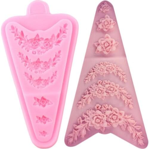 DIY Sugarcraft Flower Silicone Mould Fondant Mold Wedding Cake Border Decorating Tools Candy Clay Chocolate Gumpaste Moulds