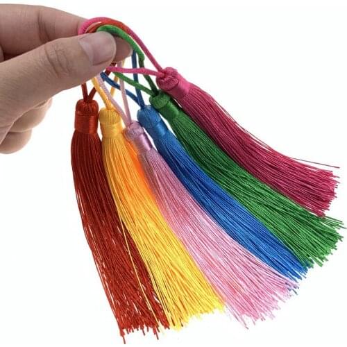 10Pcs 16cm Polyester tassels with Hanging ring silk sewing bang tassel trim decorative key tassels for Pendant home decor