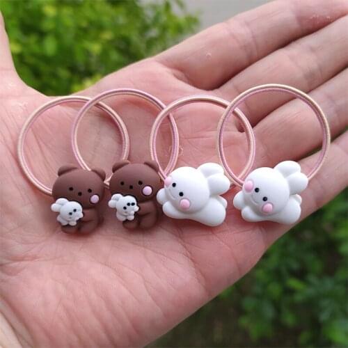 2PCS New Cute Bear And Rabbit Princess Headwear Kids Elastic Hair Bands Children Tie Rope Girls Accessories Baby Headdress