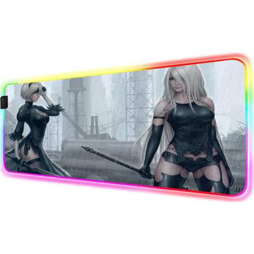 NieR Automata Sexy Girl RGB Mouse Pad Gaming Keyboard Mouse Pad Large Computer Mouse Pad Gamer Backlight Mause Pad XXL Desk Mat