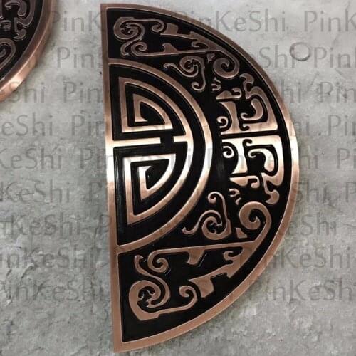 Red antique cooper color half round door handle, semicircular carving glass door handles