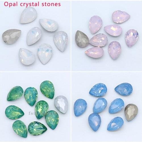 13x18mm 18x25mm 20x30mm teardrop opal color Pointed Back Big Glass Stones Crystal Rhinestone jewels shoes&garment DIY decoration
