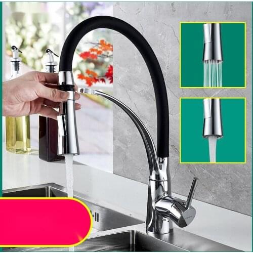 Kitchen Faucet Modern Style Flexible Kitchen Sink Mixer Faucet Taps Single Handle White Black Color Cold And Hot Water Plating