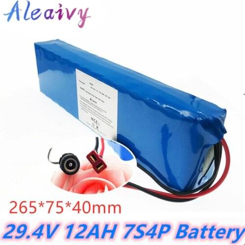 24V Battery 7S4P 29.4V 12Ah Li-ion Battery Pack with 20A Balanced BMS for Electric Bicycle Scooter Power Wheelchair
