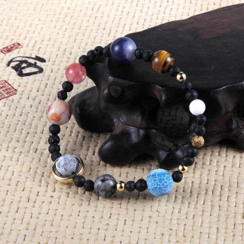 Trendy Nine Planets System Of Solar Stone Beaded Elastic Bracelet Women Girl Engagement Party Gifts
