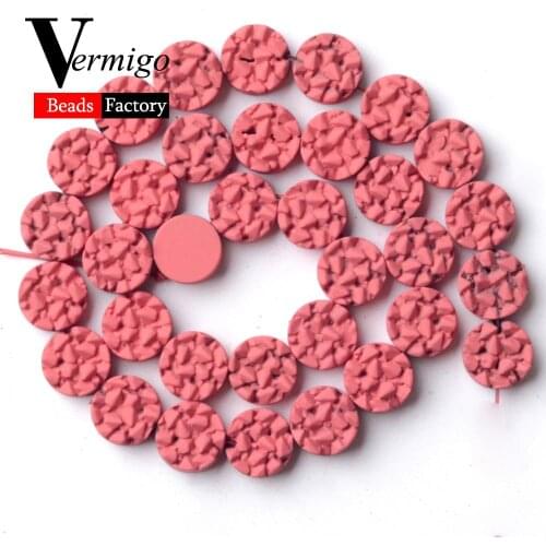Natural Stone Rose Red Flat Round Nanotech Rubber Hematite Beads For Jewelry Making 8mm Round Beads Diy Bracelets Accessories