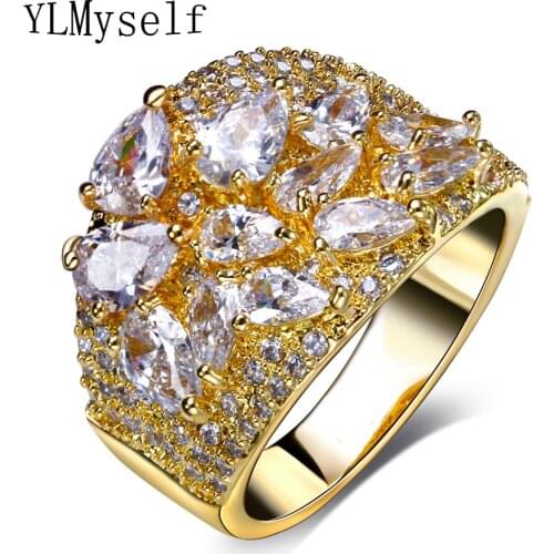 New Ring with Water Drop CZ stones jewelry Gold-color anel feminino dropshipping alibaba-express bijoux Fashion rings for women