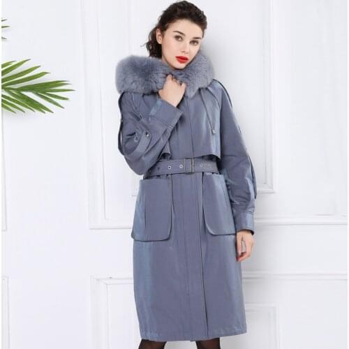 Real Fur Coat Women Rex Rabbit Fur Liner Fox Fur Collar Hooded Parka Winter Coat Women Abrigos Mujer Invierno 2020 18801-2 YY667