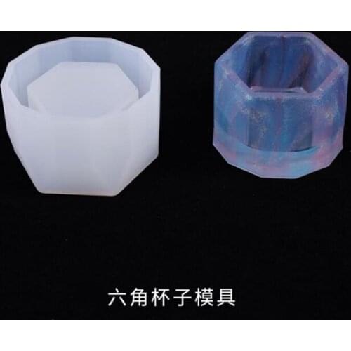 1PCS transparent silicone mold hexagon cup storage box mold DIY water drop table decoration silicone mold