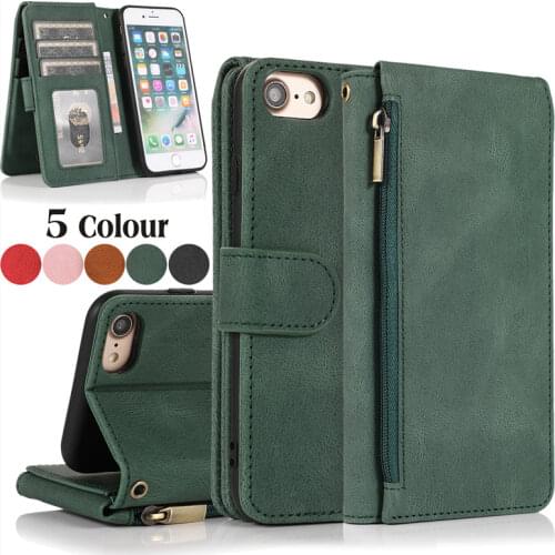 Luxury Flip Leather Phone Case For iPhone SE 2020 8 7 6 6S Plus XR X XS 11 12 Pro Max Zipper Wallet Card Cover Coque Etui Hoesje