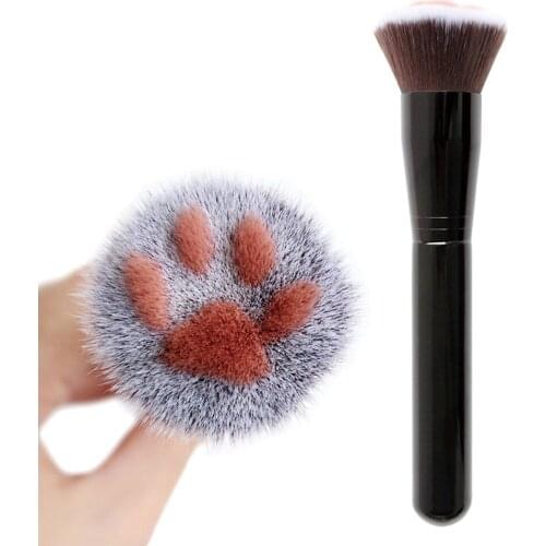 1Pcs Man-Made Fiber Hair Birch Handle Beauty Tool Powder Brush Kawaii Foundation Brush Beauty Tool Cat Claw Shape Makeup Brushes