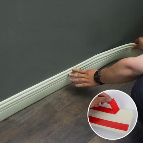 3D Stereo Wood Grain Self-Adhesive Baseboard Background Wall Living Room Corner Line Stickers Home Decoration Baseboard