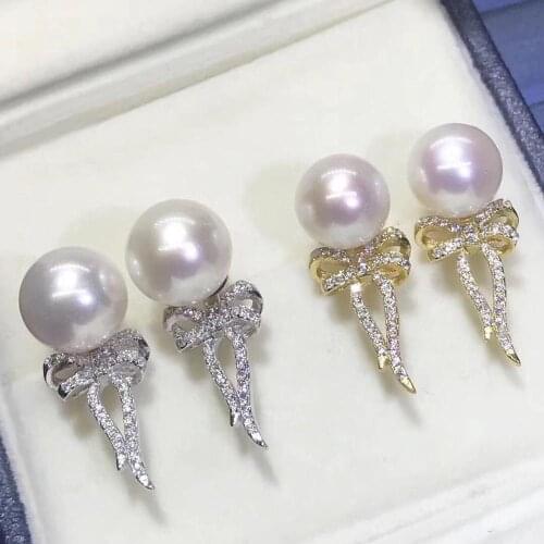 D116 Pearls Earrings Fresh WaterWhite Pearl 9mmPearls Stud Earrings for Women Fine Pearl Earrings