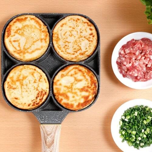 Four-hole Frying Pot Pan Thickened Omelet Pan Non-stick Egg Pancake Steak Pan Cooking Egg Ham Pans Breakfast Maker Cookware