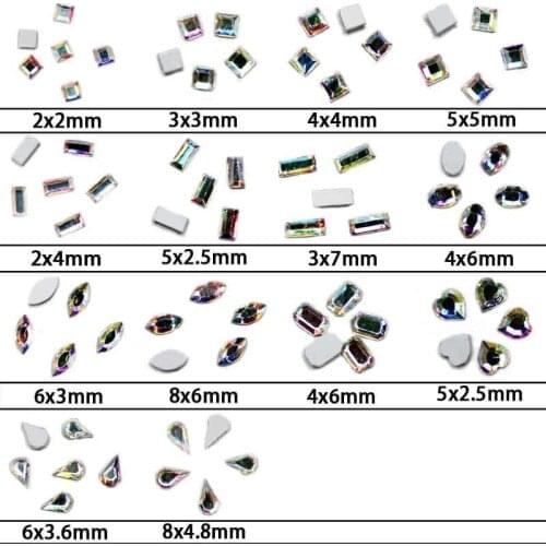 Glass Rhinestones Crystal AB Color 50pcs/bag Many Shapes And Sizes Luxury Stones Great For Nails Art DIY Decoration