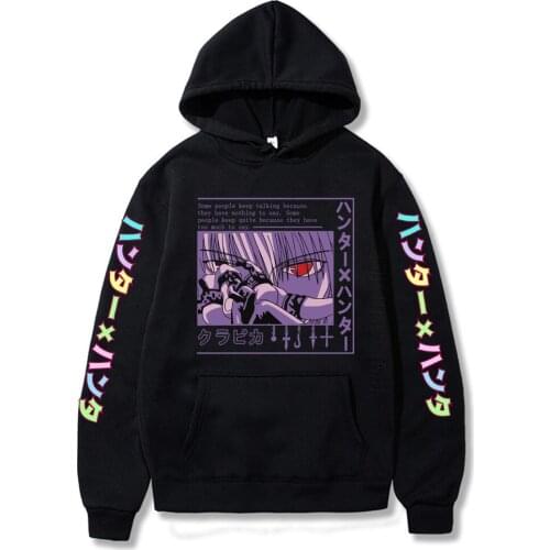 Harajuku Hunter X Hunter Hoodies Men Women Long Sleeve Streetwear Kurapika Eye Anime Manga Black Hoodies Clothes