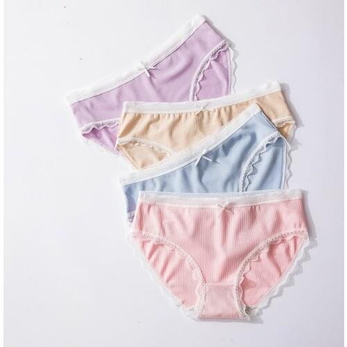 5pcs/lot Young Womens Panties Cotton Crotch Antibacterial Seamless Ice Silk Underwear for Girls Summer Thin Breathable Briefs