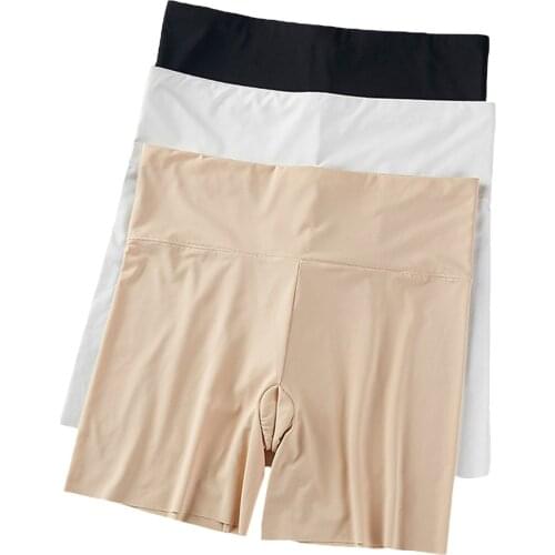 2021 New Women Solid Color Briefs for Tummy Control and Buttock Lifting, High Waist Slip Shorts White/ Black/ Nude