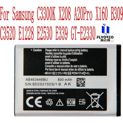High Quality 800mAh AB463446BU Battery For Samsung C3300K X208 A20Pro X160 B309 C3520 E1228 E2530 E339 GT-E2330 Mobile Phone