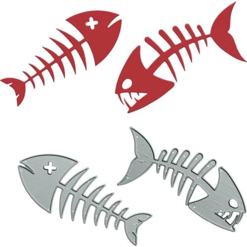 Funny Fish Bone Skeleton Metal Cutting Dies Craft Paper Cutter Stencil For Scrapbook Photo Album Clipart Decorating