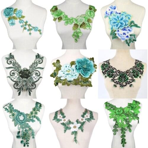 Green Lace Fabric Dress Applique Blouse Sewing Trims DIY Neckline Collar Costume Decoration Accessories