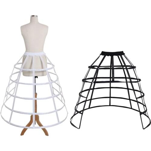Cosplaydiy Ladys Rare Medieval Crinoline Cage Paniner Skirt Hoop Women Ball Gown 5 Hoop Bustle Petticoat Underskirt L320