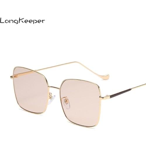 LongKeeper 2020 Square Big Frame Women Brand Designer Glasses Retro Metal Frame Eyewear for Men Female Luxury Oculos Feminino