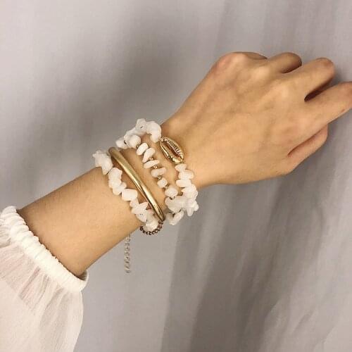 2020 New Punk Miami Cuba Personality Creative Geometric Elastic Accessories Simple Elbow Combination Aesthetic Bracelet Female