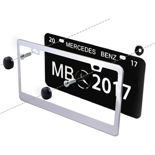 1PC US Ca 1X Stainless Steel Car Truck License Number Plate Frame+Screw Cap