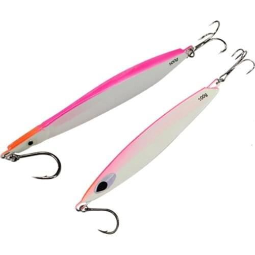 10PCS Sea Boat Fishing Luminous Metal Jigging Lure Trolling Bait Bass Trout Slow Jig 40/80g