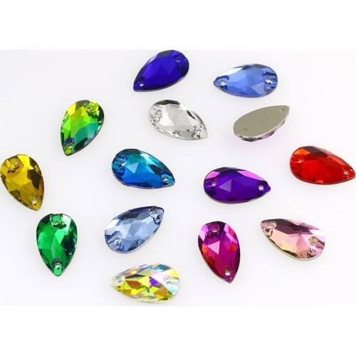 Strass Sewing rhinestones Tear Drop crystals glass Sew On Rhinestones applique For needlework clothes bags garment shoes dress
