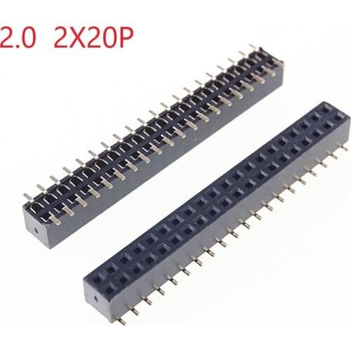 100pcs 2x20 P 40 Pin 2.0 mm Pin Header Female Dual row SMT PCB surface Mount SMD reflow solderable in bulk Rohs Lead Free