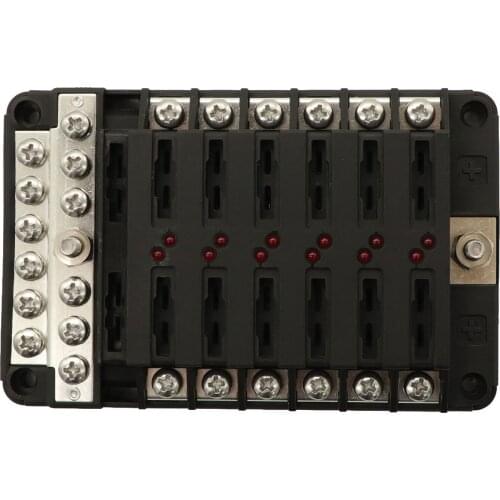 12 Way Blade Fuse Box Bus Bar Car Kit Fuse Stand Cover Marine Fuse Boxes Holder With Screws And Labels For Automotive Car Boat