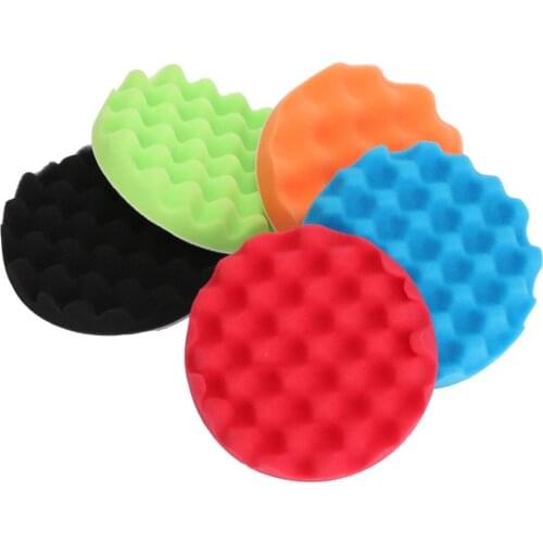 5Pcs 6 inch 150mm Buffing Polishing Sponge Pads Kit Car Polisher Soft Wave Foam Waffle Pad Car Wash Cleaning Detailing Tool