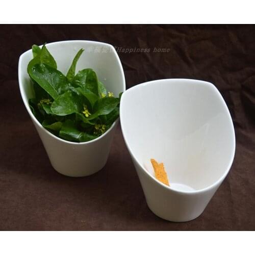 6 inch chafing dish vegetable bowl high-cylinder inclined bowl creative features pure white ceramics household fruit sal