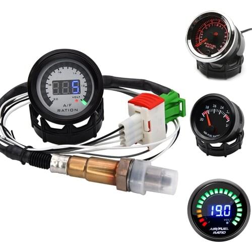 20:1-10:1 Auto AFR Racing Gauge 52MM Air Fuel Ratio with Narrowband O2 Oxygen Sensor Car Gauge for 12V Car 0258006028 AFR Gauge