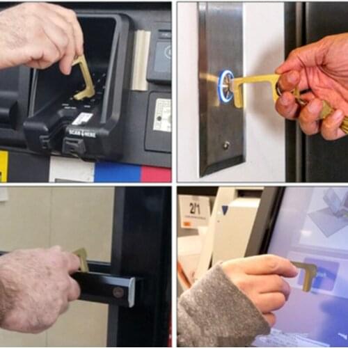 Elevator Button Contactless Tool Safety Door Handle Brass Key Grip Safety Protection Isolation No-Touch Anti-bacteria Opener